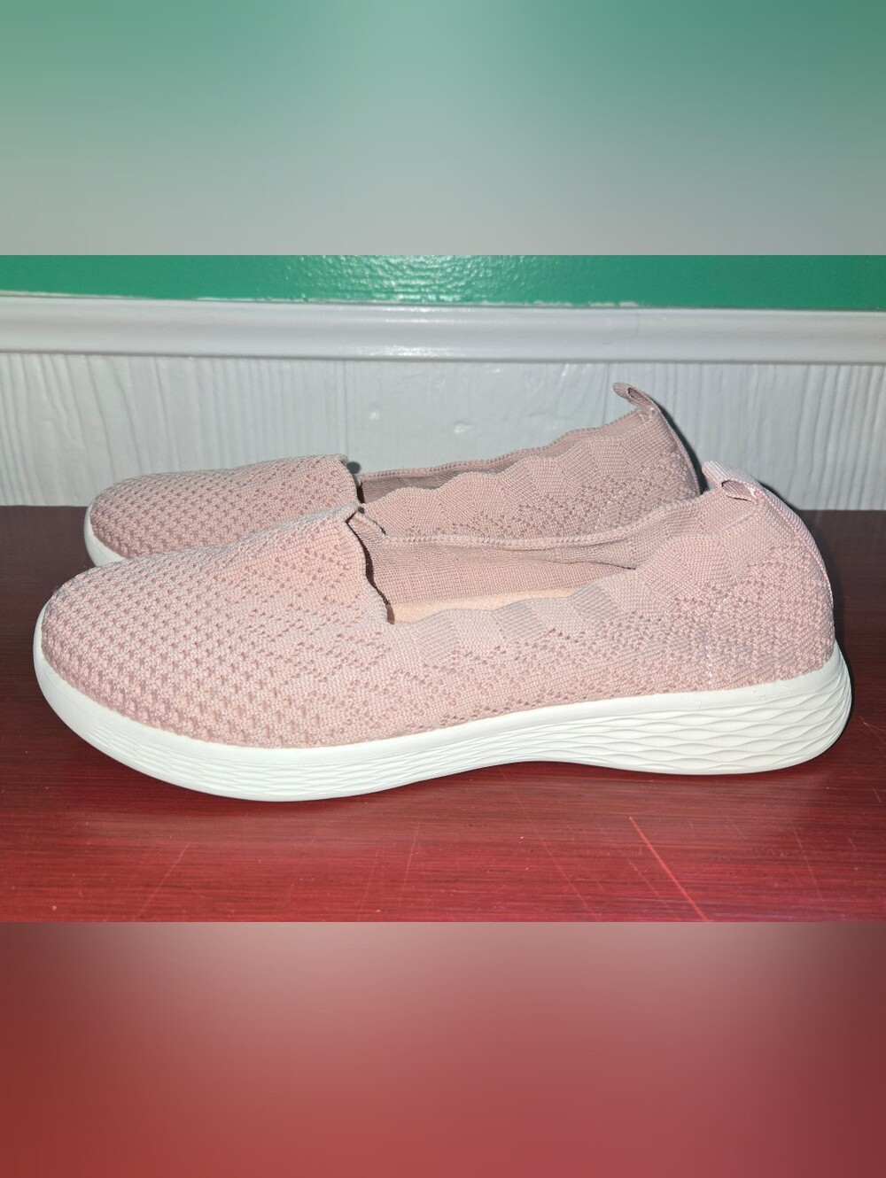No Brand Comfort Soft Slip On Pink Mesh Casual Ballet Flat Knit Sneaker Sz 5.5